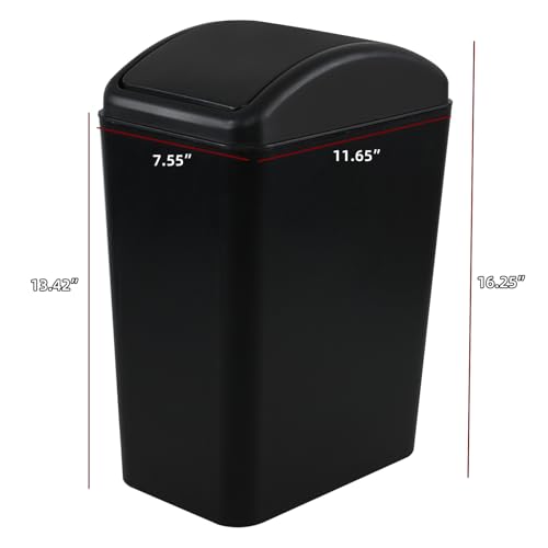 Caneca de basura plástica 4.5 galones, tapa basculante, negro, 2 unidades miniatura 4