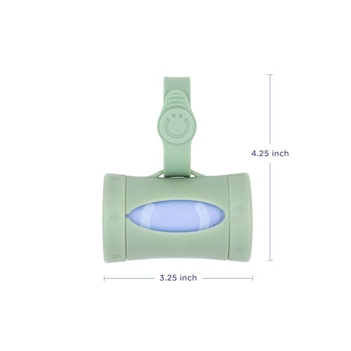 Image of Ubbi Retractable Bag Dispenser for Diaper Bag, Sage | Portable Bag Holder for Travel, Clips to Stroller or Diaper Bag, Newborn Baby Essentials, Includes 24 Lavender Scented Bags