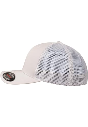 Image of Flexfit Trucker Mesh Fitted Cap | 6-Panel, Mid-Profile, Stretchable Mesh Backing, Flexfit Sweatband, Curved Visor, Silver Undervisor