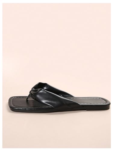 Image of GORGLITTER Women's Flip Flops Flat Sandals Dressy Metallic Square Toe Thong Vacation Summer Weeding Slides Sandals