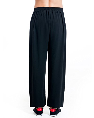 ICNBUYS Men's Kung Fu Tai Chi Pants Cotton Silk XXL Black - Thumbnail 4