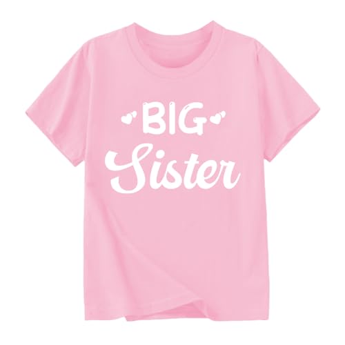 Big Sister Tshirts Sibling Reveal Announcement Shirt for Toddler Girls Sibling Outfits Gift 4 Years
