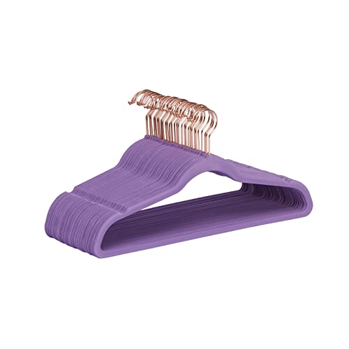 Amazon Basics Kleiderbügel für Anzüge, Samt, rutschfest, Lila, Rotgold,...