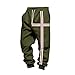 Men's Baggy Fleece Workout Sweatpants with Pockets Drawstring Lounge Athletic Running Pants Striped Fashion Joggers Army Green-XXL