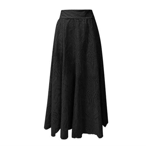 Eyelet Tiered Maxi Skirts for Women Trendy Dressy Casual Elastic High Waisted Flowy Boho Beach A Line Long Skirt3