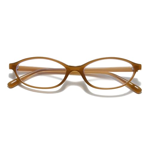 Image of SODQW Fashion Fake Glasses Oval Y2k Eyewear Frame Blue Light Non Prescription Glasses for Women Clear UV400 Lens