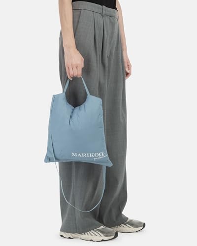 MARIKOO Damen leichte Übergangsjacke Kurze Steppjacke mit innen eingenähter Tragetasche zum einfachen Verstauen und praktischem Umhängen der Jacke Pack Mich EIN Powder Blue Gr. XL