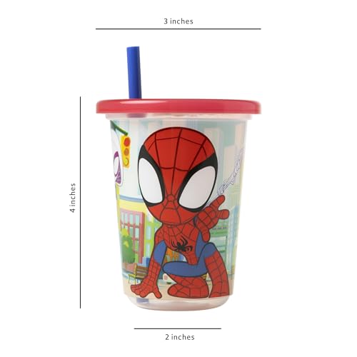 The First Years Spidey and His Amazing Friends Take & Toss Toddler Straw Cups - Spill Proof Toddler Sippy Cups with Snap On Lids and Straws - Spider-Man Gifts and Party Supplies - 10 Oz - 10 Count