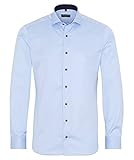 eterna Slim Fit Cover Hemd Langarm Haifischkragen Blickdicht Struktur Mittelblau Größe 41