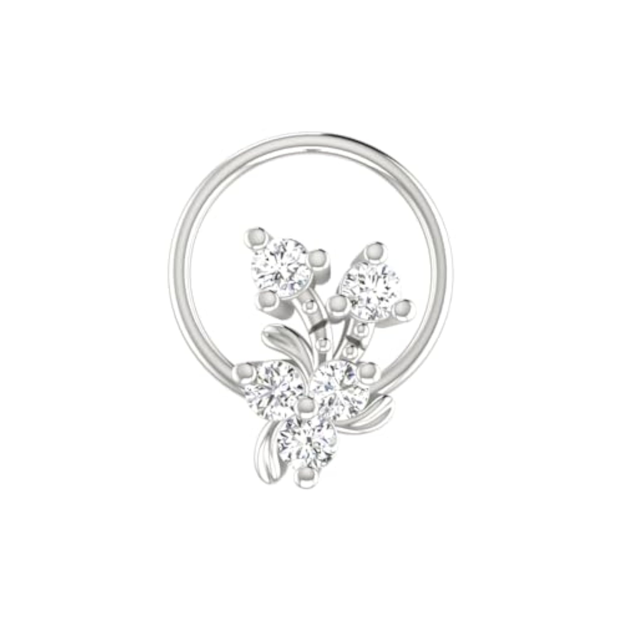 Women's 14Kt White Gold Stud Nosering, Stylish