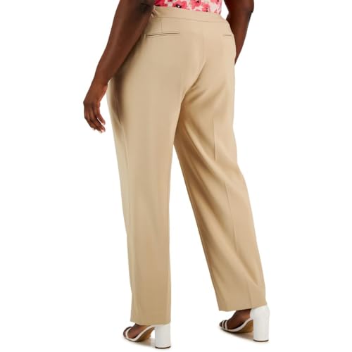 Anne Klein Womens Plus High Rise Khaki Straight Leg Pants2