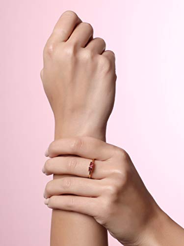 YoTreasure 0.45 Ct. Pink Tourmaline Solid 10k Yellow Gold 3 Three Stone Engagement Ring3