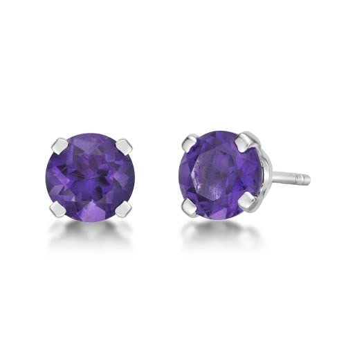 6 mm Gemstone Round Solitaire Stud Earrings for Women in Sterling Silver with Push Back Birthstone Jewelry by Lavari Jewelers