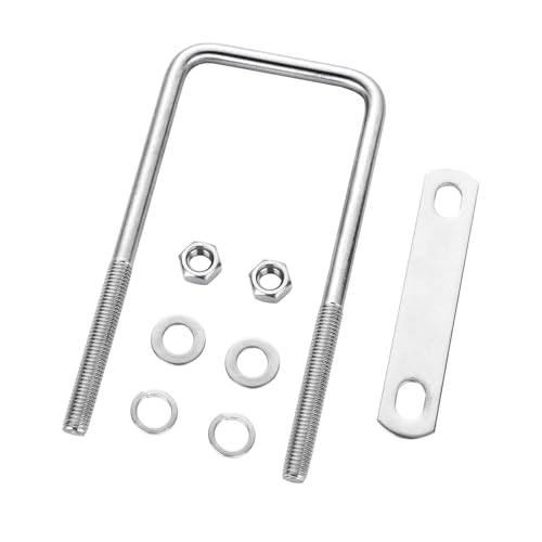 Image of 6 Pack Square U-Bolts 4 inch Inner Width x 6.8 inch Length Stainless Steel U Bolts with Nuts, Frame Plate, Washers for Ski Boat, Fishing Boat or Sailboat Trailer