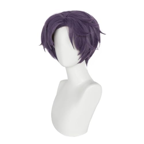 Perruque violette courte et lisse de 10 pouces pour Cosplay Anime Love and Deepspace - 4