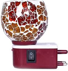 MAHAVIR PERFUMERS Natural Mosquito Repellent with use of Camphor Camphor Burner Kapoor Dani Natural Mosquito Repellent Fragrance diffuser and use as Decorative Night Lamp (Variant Available) (Tuffen Glass)