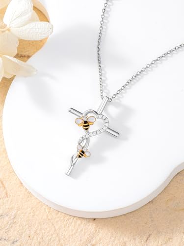 Cross Necklace for Women 925 Sterling Silver Cross Pendant Necklace Animal Jewelry Christmas Gifts for Women Mother Grandma4