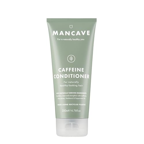 ManCave Acondicionador de cafeína para hombres, fomenta el crecimiento saludable del cabello, acondiciona y fortalece con cafeína, manteca de karité y pantenol, natural, vegano, libre de crueldad, 200