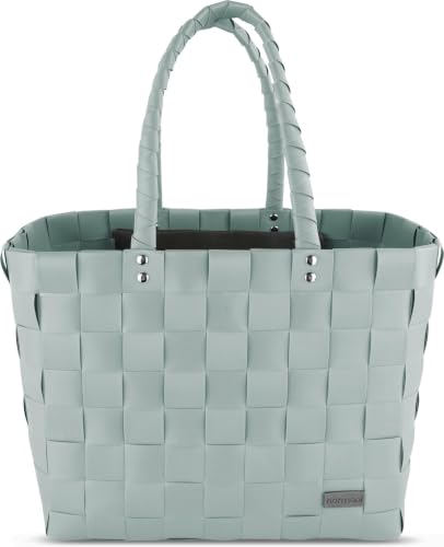 Flecht-/Einkaufskorb - inkl. eingenähter Innentasche für Schlüssel Handy etc - großer Shopper mit 20 Liter Volumen Farbe Grün