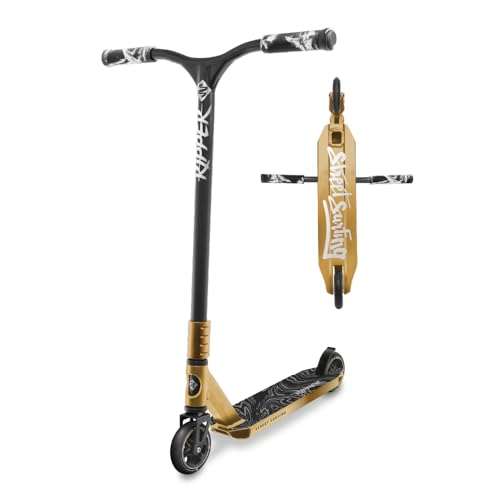 Patinete de Acrobacias Ripper Bloody Gold – Scooter Freestyle Pro con Ruedas 110 mm, Rodamientos ABEC 9 y Deck de Aluminio 6061‑T6