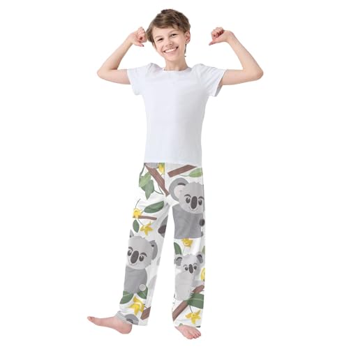 Koala Flowers Boys Long Pants Soft Trousers Elastic Waist Kids Lounge Bottoms with Pockets S-XL3
