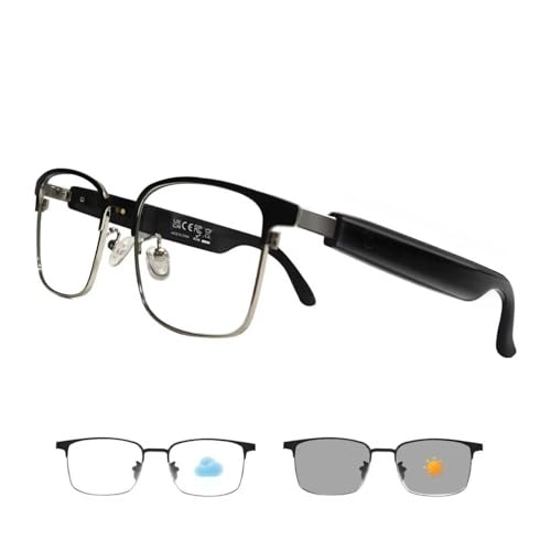 Smart Glasses for Men & Women, Bluetooth Glasses with Open-Ear Speakers, Photochromic Lenses, Touch Control Audio Glasses for Music, Calls, Stylish Bluetooth Eyewear for Outdoor & Daily Use