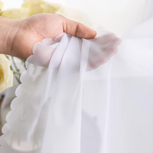 Image of MYSTIC-HOME White Sheer Curtain Panels 72 Inch Length, Light Filtering Window Curtain Drapes Treatment for Living Room, Breathable Rod Pocket Sheer Curtains for Bedroom, 2 Panels, Each 40 inch Wx72 L