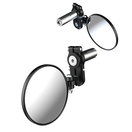 Oxford Fold-Away Bar-end Motorcycle Mirrors | Foldable Motorbike Mirror Set, Black