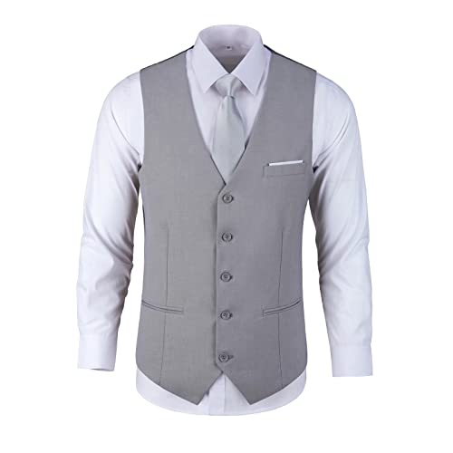 Lynerun Men Suit Waistcoat Vest Formal Tuxedo Groom Vest For Wedding Vest For Men Fashion Slim Fit Dress Waistcoat Vest Men Vest L #TOP1
