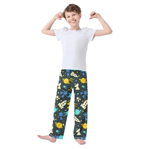ZZKKO Cute Space Dark Blue Boys Pants for Kids Jogger Pants with Pockets S-XL2