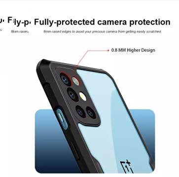 Image of A rtistque Clear Hard Transparent Acrylic Armor Anti-Drop Shockproof TPU Edge Back Cover Case for OnePlus 9R - Black