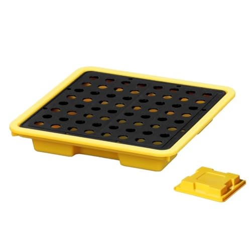 Bac de rétention Robuste avec Grille, bac de Drainage modulaire pour Stockage de Produits Chimiques, Base en polyéthylène Anti-Fuite 33,5 x 33,5 x 6 cm pour entrepôt Industriel, sécurité et