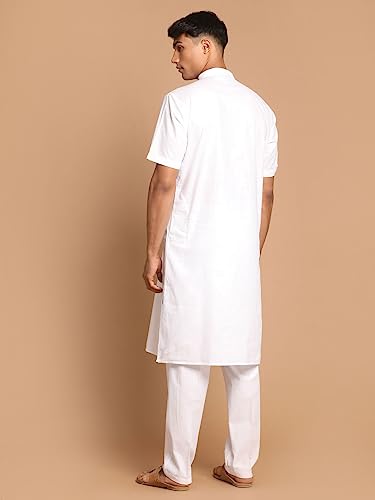 Image of VASTRAMAY Men's Cotton Linen Kurta Pyjama Set (1)