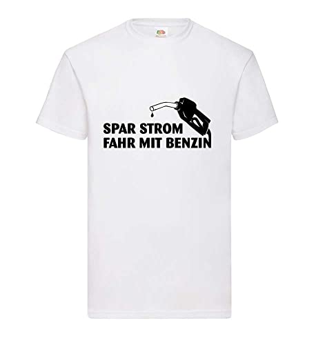 T-shirt pour homme blanc grande taille XXXL Spar Strom fahr mit Benzin