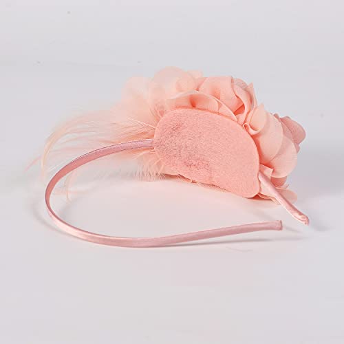 Fasbuy Fascinator Hat For Women Feather Floral Kentucky Fascinator Tea Party Cocktail Headband Derby Hats Pink #TOP2