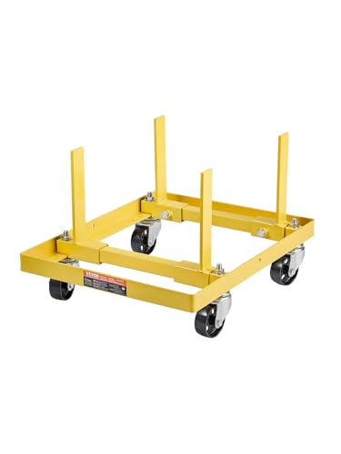 VEVOR Support Moteur d’Atelier Capacité 340 kg, Chariot de Manutention pour Moteur en Acier, Largeur et Longueur Réglables, avec 4 roulettes et 2 Sangles...