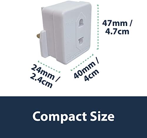 Heavy Duty, Electric Shaver / Toothbrush Plug Adapter Charger for Bathroom Socket Convertor White UK 2 Pin To 3 Pin, 1A Fused, Razor Shavers Adaptor, Travel Accessories by Pipestation®