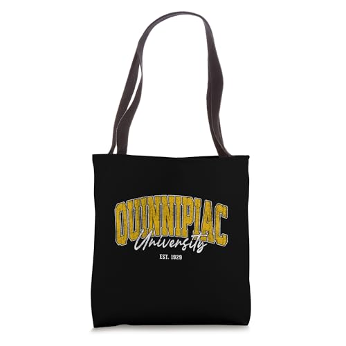 Bolso tipo tote retro con diseño arqueado de Quinnipiac Collegiate para hombres y mujeres miniatura 1