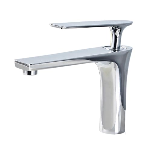 Grifo monomando de latón de alta gama con diseño cascada para lavabo 4