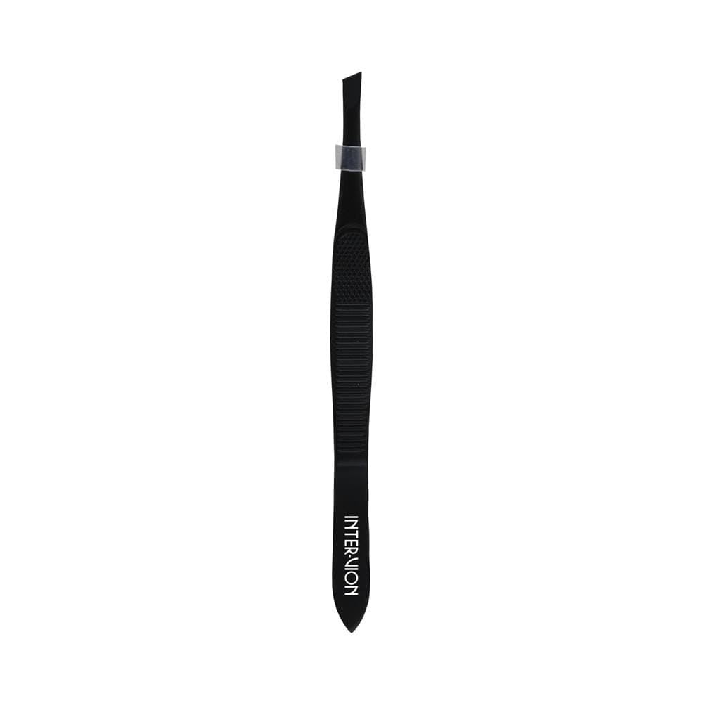 Inter-Vion Premium Line Stainless Steel Slant Eyebrow Tweezers - Black