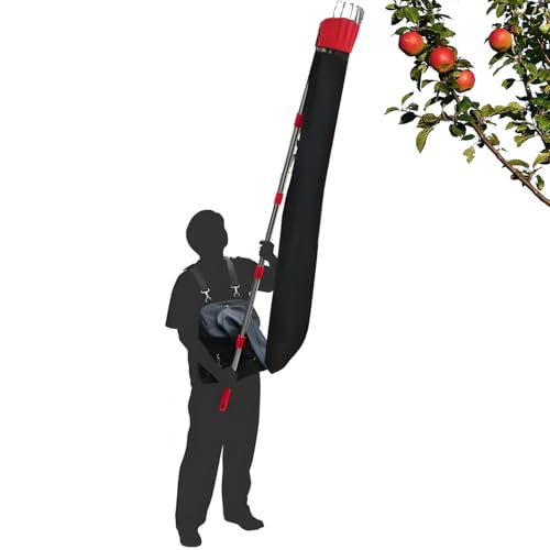 yeeplant Recolector de frutas de aleación de aluminio con poste telescópico de 13 pies, cesta y cabeza curvada para cosecha y lichi