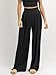Womens Palazzo Flowy Wide Leg Pants Casual Summer Beach Vacation Pleated Yoga Trouser Resort Wear Pajamas Sweatpants Spring Woman Elastic High Waisted Loose Fit Airport Travel Lounge Pant Comfy 2025