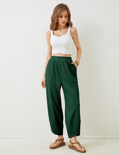 Image of Xiaoxuemeng Womens Baggy Wide Leg Pants Casual Elastic Waisted Palazzo Harem Pants with Pockets