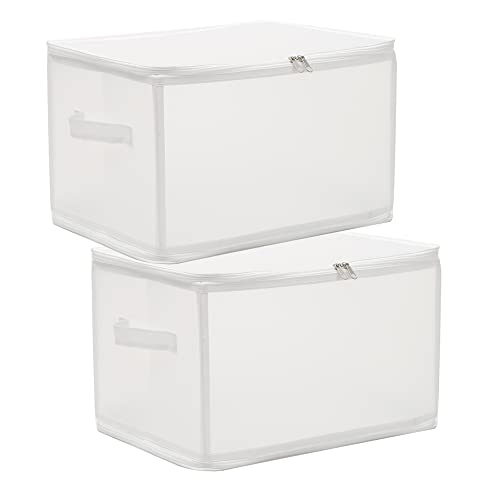 クリアケース 収納 収納ケース 衣類 衣替え 蓋付き 透明 取っ手付き 折り畳み 重ねる 布団 本 ぬいぐるみ (幅40×奥行30×高さ25cm 2個)
