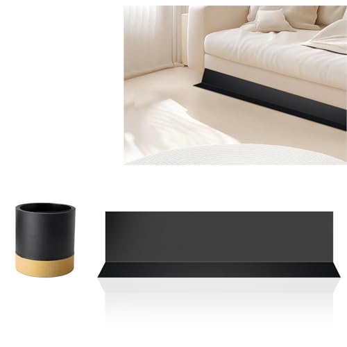 Denwwico Under Couch Blocker for Pets and Toys, Sturdy Furniture Toy Blocker for Sofa or Bed, Customizable Gap Bumper with Hook and Loop, Black