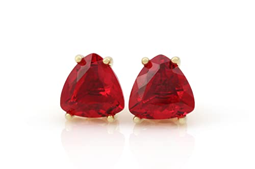 Boucles d'oreilles anemone rubis légères anti-irritation en or jaune