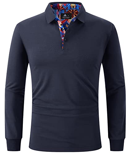 Men’s Polo Shirts Long Sleeve Moisture Wicking Golf Polo Athletic Collared Shirt Tennis T-Shirt Tops3