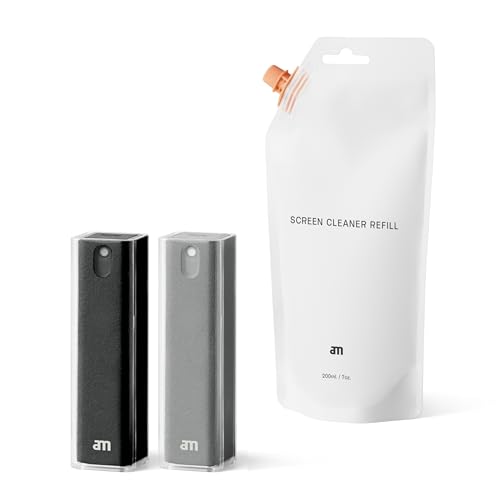 am Kit Nettoyage Écran 2 Pièces – Spray 200 ML Rechargeable, Chiffon Microfibre, Spray Nettoyant Lunettes – Nettoyant TV, Ordinateur, Smartphone,...