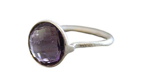 Amethyst Sterling Silver Ring size 8 - Gemstone Jewelry Gifts for Women
