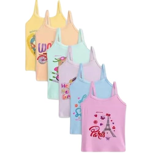 Cotton Camisole for Girls, Baniyan Shameez for Kids, Slip Innerwear Vest Printed Baby Summer Cloths Sando Ganji(Pack of 6) M03 discount deal